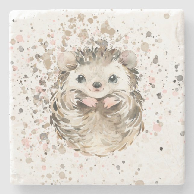 Cute Baby Hedgehog Stone Coaster (Front)