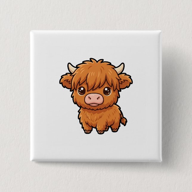 Cute Baby Highland Cow Button (Front)