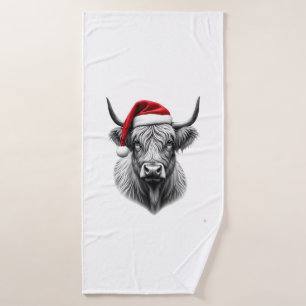 Cute Baby Highland Cow Christmas Santa Gifts Xmas Bath Towel