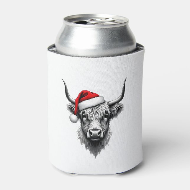 Cute Baby Highland Cow Christmas Santa Gifts Xmas  Can Cooler (Can Front)