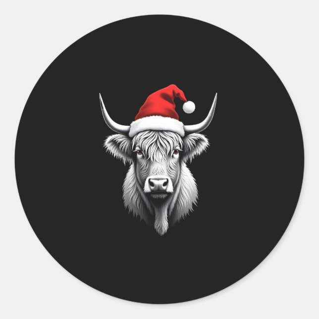 Cute Baby Highland Cow Christmas Santa Gifts Xmas  Classic Round Sticker (Front)