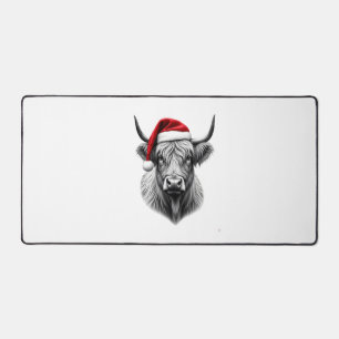 Cute Baby Highland Cow Christmas Santa Gifts Xmas Desk Mat
