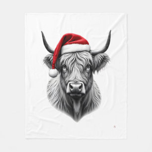 Cute Baby Highland Cow Christmas Santa Gifts Xmas  Fleece Blanket