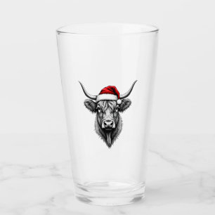 Cute Baby Highland Cow Christmas Santa Gifts Xmas Glass