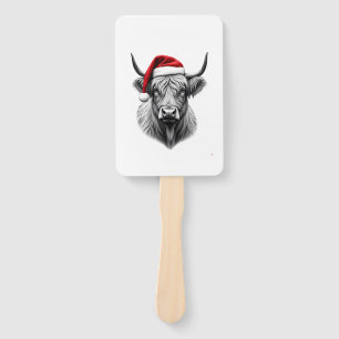 Cute Baby Highland Cow Christmas Santa Gifts Xmas  Hand Fan