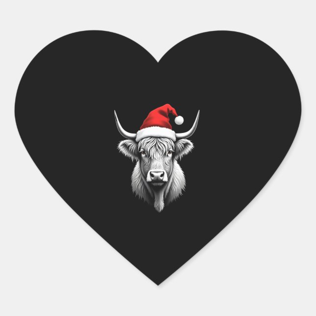 Cute Baby Highland Cow Christmas Santa Gifts Xmas  Heart Sticker (Front)