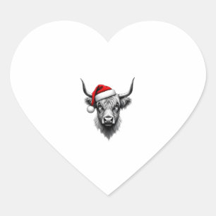Cute Baby Highland Cow Christmas Santa Gifts Xmas Heart Sticker