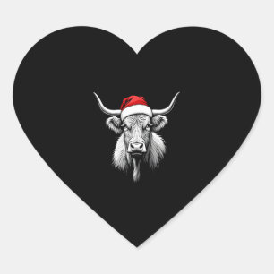 Cute Baby Highland Cow Christmas Santa Gifts Xmas Heart Sticker