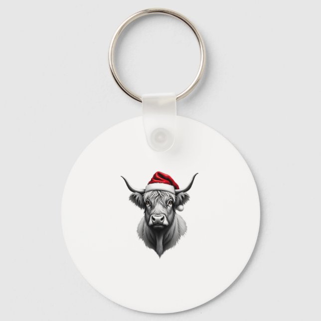 Cute Baby Highland Cow Christmas Santa Gifts Xmas  Key Ring (Front)
