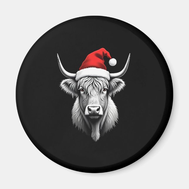 Cute Baby Highland Cow Christmas Santa Gifts Xmas  Magnet (Front)