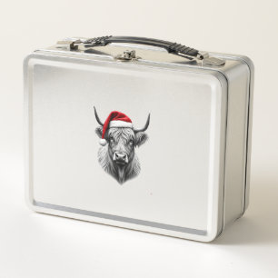 Cute Baby Highland Cow Christmas Santa Gifts Xmas Metal Lunch Box