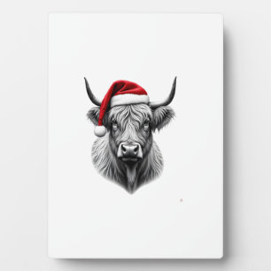 Cute Baby Highland Cow Christmas Santa Gifts Xmas Plaque