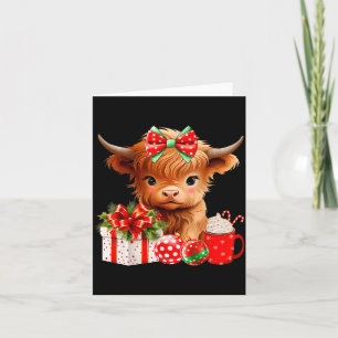 Cute Baby Highland Cow Merry Christmas Farmer Cow  Card