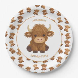 Cute Baby Highland Cow Paper Plates