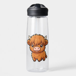 Cute Baby Highland Cow Water Bottle