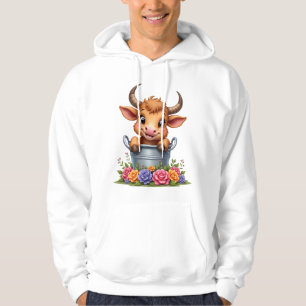 Cute Baby Highland Cow With flowers Calf Animal co Hoodie