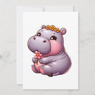 Cute Baby Hippo Card