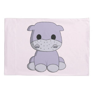 Cute baby hippo cartoon kids pillowcase