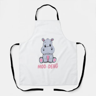 Cute Baby Hippo Moo Deng Bouncy Pig in Thai Hippop Apron
