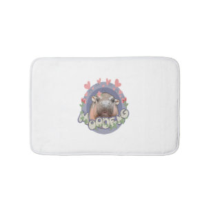 Cute Baby Hippo Moo Deng Bouncy Pig in Thai Hippop Bath Mat