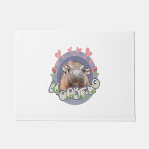 Cute Baby Hippo Moo Deng Bouncy Pig in Thai Hippop Doormat