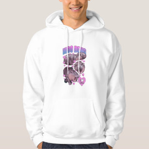 Cute Baby Hippo Moo Deng Bouncy Pig in Thai Hippop Hoodie