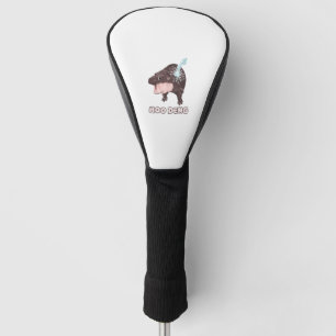 Cute Baby Hippo Moo Deng Bouncy Pig in Thai T-Shir Golf Head Cover