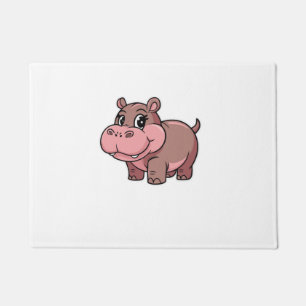 Cute Baby Hippo Moo Deng Long Sleeve T-Shirt Doormat