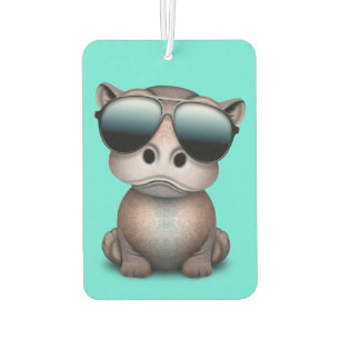 Cute Baby Hippo Wearing Sunglasses Car Air Freshener