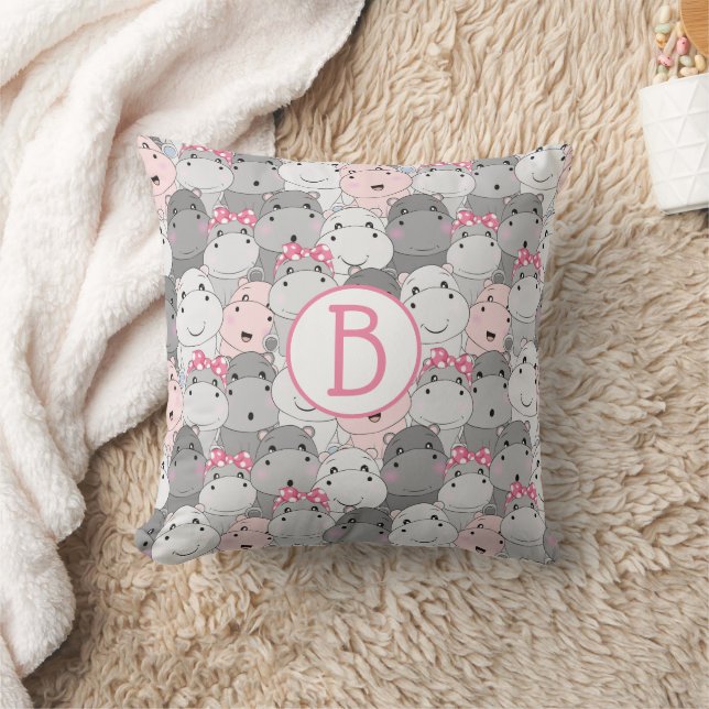 Cute Baby Hippos Throw Pillow (Blanket)