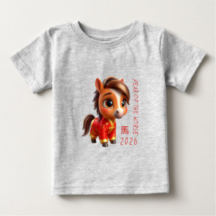 Cute Baby Horse Chinese New Year 2026 Baby T T-Shirt