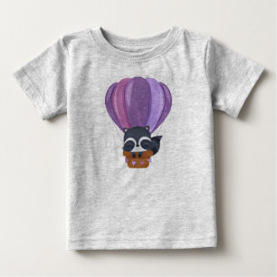 Cute Baby Hot Air Balloon Racoon Cartoon T-Shirt