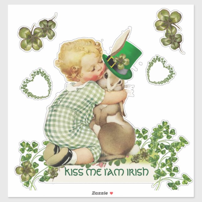 CUTE BABY HUGGING RABBIT IRISH ST. PATRICK'S DAY (Sheet)