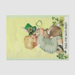 CUTE BABY HUGGING RABBIT  Irish St. Patrick's Day Tissue Paper