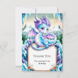 Cute Baby Ice Dragon Birthday Thank You Card