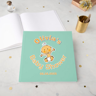 Cute Baby Illustration Personalised Baby Shower Guest Book