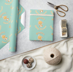 Cute Baby Illustration Personalised Baby Shower Wrapping Paper