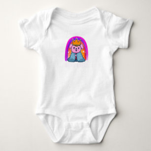 Cute Baby Illustration With Pastel Rainbow pig Bodysuit