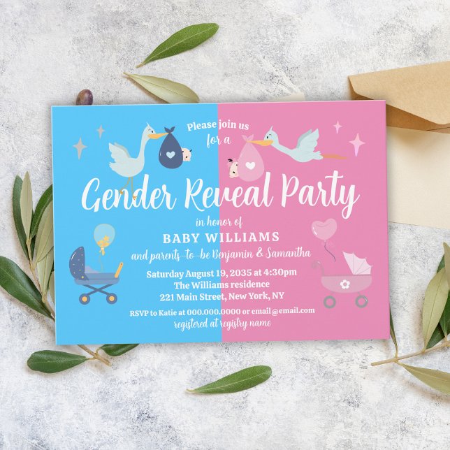 Cute Baby Illustrations Gender Reveal Party Invitation (Cute Baby Illustrations Gender Reveal Party Invitation
)