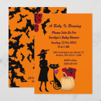 Cute Baby is Brewing Witch Pumpkin Cat Baby Shower
