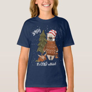 Cute Baby It's Cold Outside Bear and Fox T-Shirt