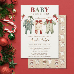 Cute Baby It's Cold Outside Winter Baby Shower  Invitation