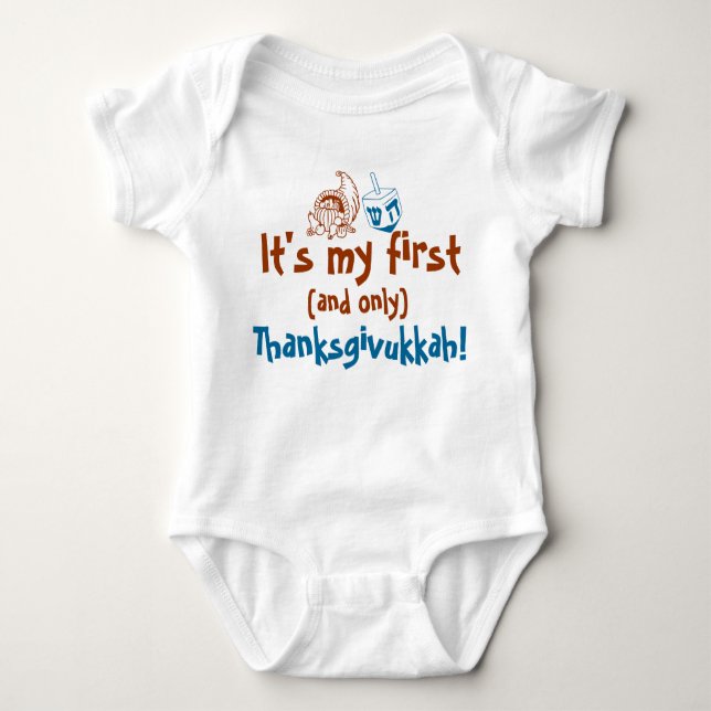Cute Baby It's my first and only Thanksgivukkah Bodysuit (Front)
