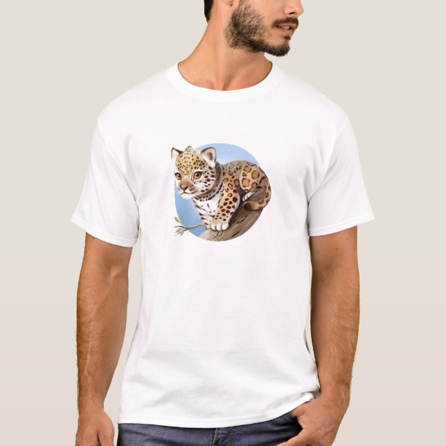 Cute Baby Jaguar Cub Animal Illustration – T-Shirt (Front)