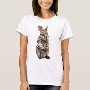 Cute Baby Kangaroo in a Cosy Hoodie T-Shirt