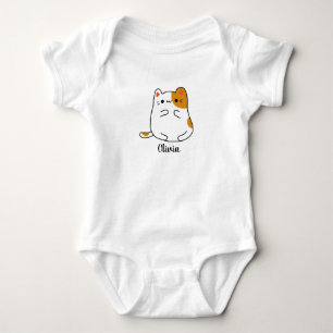 Cute Baby Kawaii Cat Custom Name Bodysuit