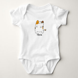 Cute Baby Kawaii Cat Custom Name Bodysuit