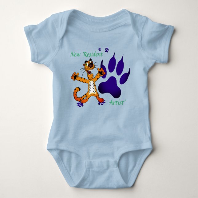 Cute Baby Kids Tiger Tracks Artsy Baby Bodysuit (Front)