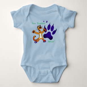 Cute Baby Kids Tiger Tracks Artsy Bodysuit