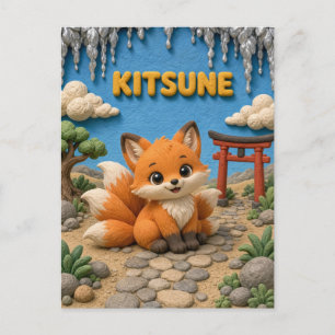 Cute Baby Kitsune, Mythical Postcard